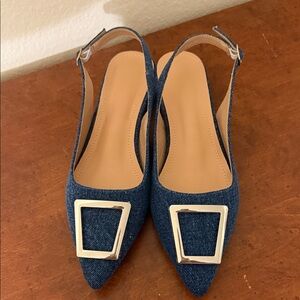 NEW Denim slip on flats. Size 8